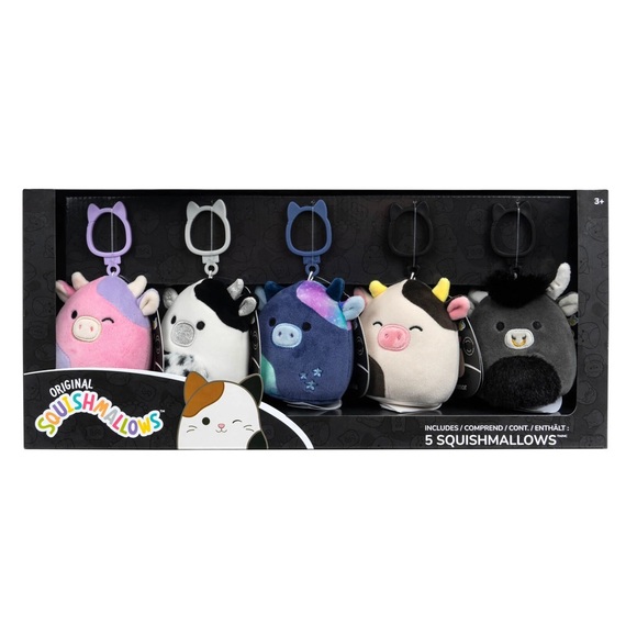 New 3.5” Select Series Cow Squishmallow Clips Set - ULGA CONNOR PATTY RIVKA - Picture 2 of 4